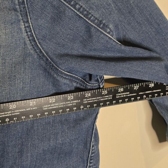 Torrid Denim Women’s Jacket 4X Blue Stretch Cropped No Collar Button Front - Picture 8 of 9